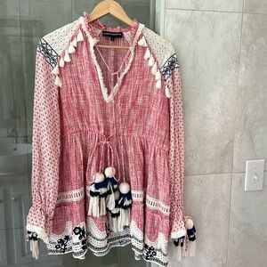 HEMANT & NANDITA Pink and White Mini Dress